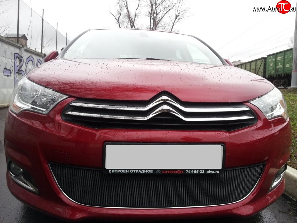 1 469 р. Сетка на бампер (хетчбек) Russtal (черная)  CITROEN C4  B7 (2011-2018) хэтчбэк 5 дв.  с доставкой в г. Владивосток