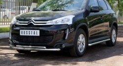 20 999 р. Защита переднего бампера (2 трубыØ63 и 42 мм, нержавейка) SLITKOFF CITROEN C4 aircross (2012-2017)  с доставкой в г. Владивосток. Увеличить фотографию 2