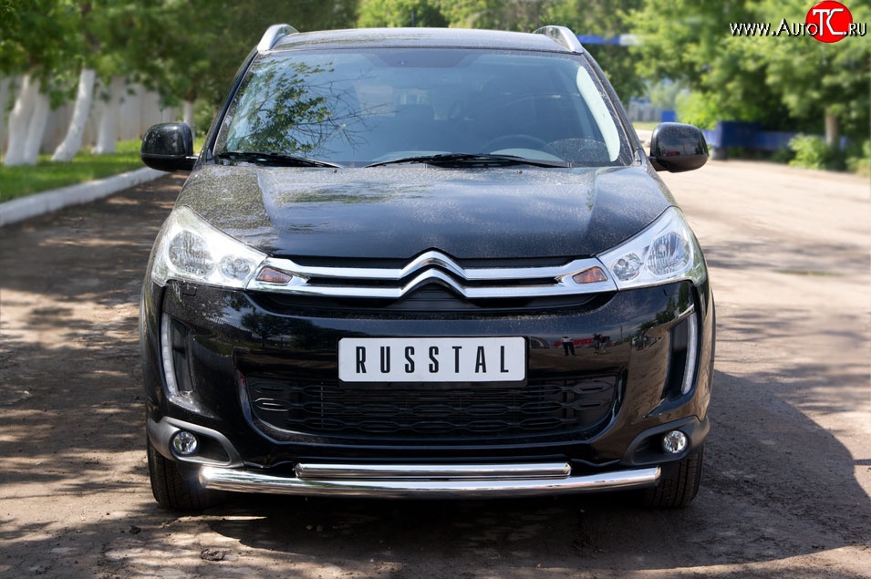 20 999 р. Защита переднего бампера (2 трубыØ63 и 42 мм, нержавейка) SLITKOFF CITROEN C4 aircross (2012-2017)  с доставкой в г. Владивосток