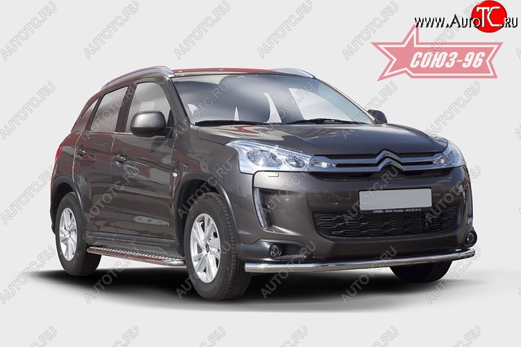 17 639 р. Защита переднего бампера одинарная Souz-96 Premium (d60) CITROEN C4 aircross (2012-2017)  с доставкой в г. Владивосток