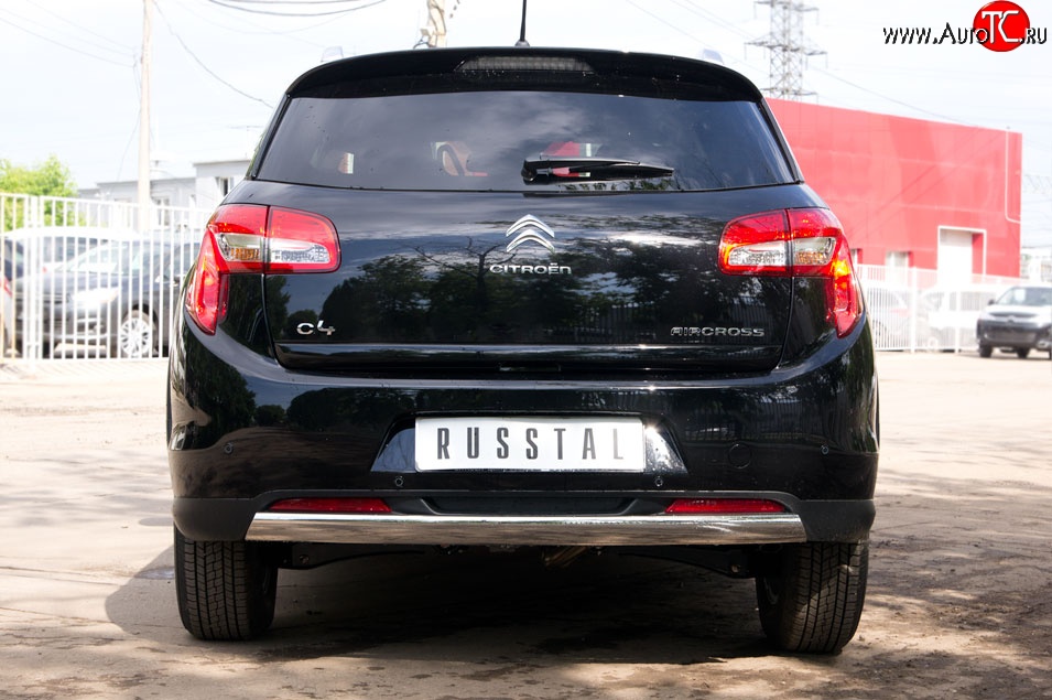 18 549 р. Защита заднего бампера (Ø75x42 мм, нержавейка) Russtal CITROEN C4 aircross (2012-2017)  с доставкой в г. Владивосток