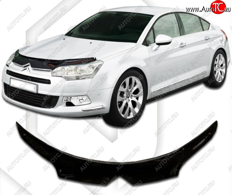 2 199 р. Дефлектор капота CA-Plastic exclusive  CITROEN C5 ( RD,  RW) (2008-2017) дорестайлинг, седан, доресталийнг, универсал (Classic черный, Без надписи)  с доставкой в г. Владивосток