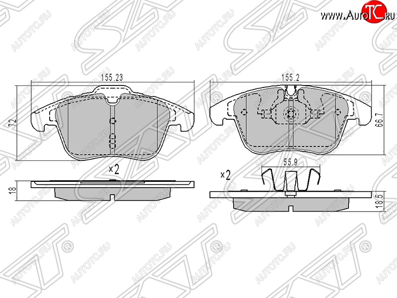 1 349 р. Комплект тормозных колодок SAT (передние)  CITROEN C5 ( RD,  RW) (2008-2017), Peugeot 508 ( седан,  универсал) (2010-2014)  с доставкой в г. Владивосток