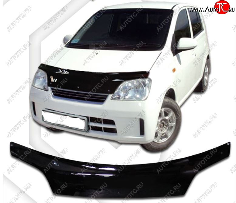 2 099 р. Дефлектор капота (кузов L250S, L250V, L260S) CA-Plastic  Daihatsu Mira (2003-2007) (Classic черный, Без надписи)  с доставкой в г. Владивосток