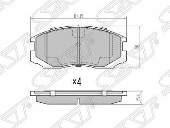 Колодки тормозные SAT (передние) Mitsubishi Lancer Cedia 9 CS универсал (2000-2003)