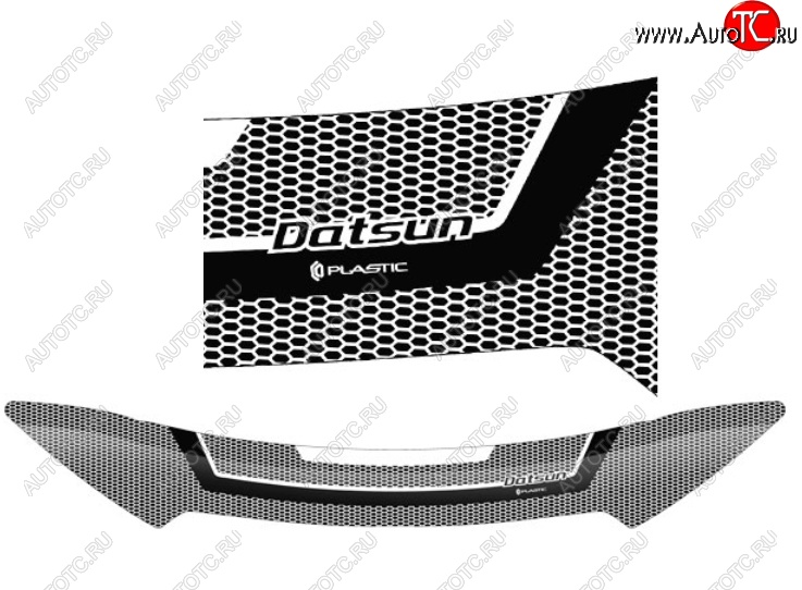 2 369 р. Дефлектор капота CA-Plastiс  Datsun on-DO (2014-2019) седан дорестайлинг (Серия Art серебро)  с доставкой в г. Владивосток