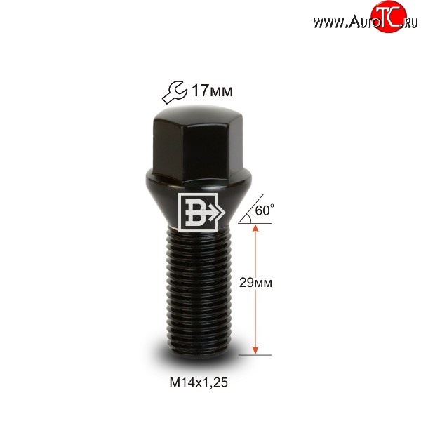 171 р. Колёсный болт длиной 29 мм Вектор M14 1.25 29 под гаечный ключ (пос.место: конус) BMW 3 серия E90 седан дорестайлинг (2004-2008)