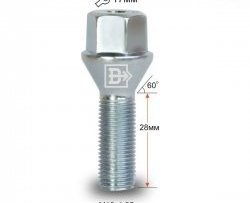 Колёсный болт длиной 28 мм Вектор M12 1.25 28 под гаечный ключ Lifan Breez (2006-2012) 