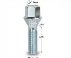 Колёсный болт длиной 33 мм Вектор M12 1.25 33 под гаечный ключ Changan Eado (2011-2018) 