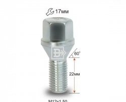 Колёсный болт длиной 22 мм Вектор M12 1.5 22 под гаечный ключ Chevrolet Lova (2006-2010) 