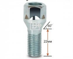 Колёсный болт длиной 22 мм Вектор M12 1.5 22 под гаечный ключ Chevrolet Lova (2006-2010) 