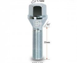 106 р. Колёсный болт длиной 35 мм Вектор M12 1.5 35 под гаечный ключ Chery Amulet (Corda) A15 лифтбэк (2003-2010). Увеличить фотографию 1