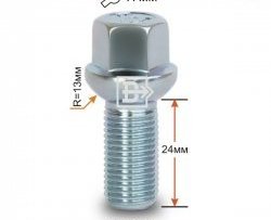 Колёсный болт длиной 24 мм Вектор (облегчённый) M14 1.5 24 под гаечный ключ Mercedes-Benz B-Class W246/T246 хэтчбэк (2011-2018) 