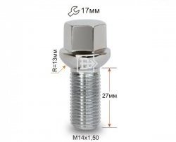 Колёсный болт длиной 27 мм Вектор M14 1.5 27 под гаечный ключ (пос.место: сфера) Skoda Fabia Mk1 хэтчбек рестайлинг (2004-2008) 