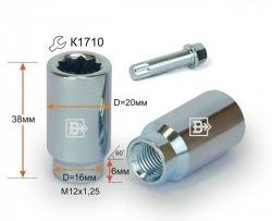 Колёсная гайка Вектор M12 1.25 Nissan Fuga Y51 рестайлинг (2015-2022) 