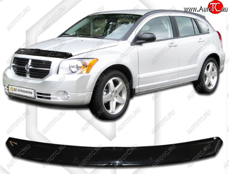 1 799 р. Дефлектор капота CA-Plastic  Dodge Caliber (2006-2012) (Classic черный, Без надписи)  с доставкой в г. Владивосток