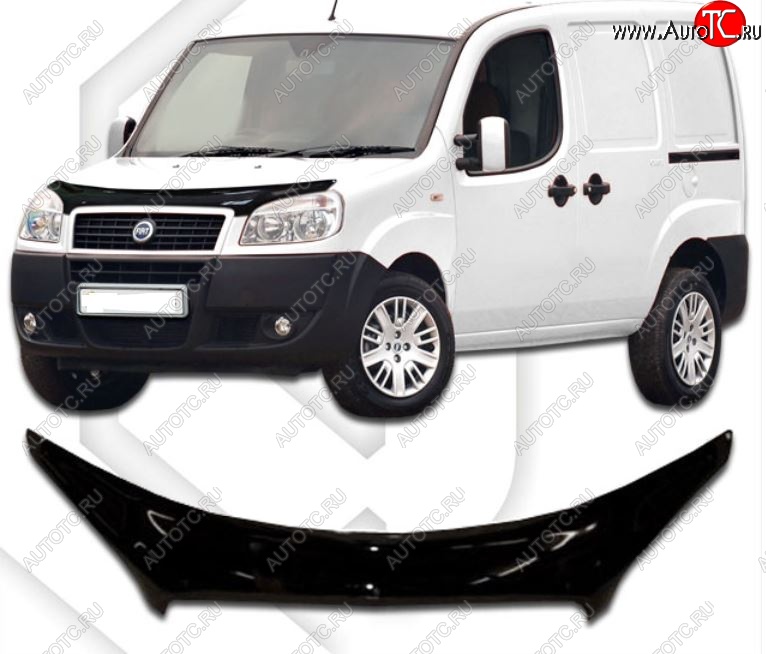 2 399 р. Дефлектор капота CA-Plastiс exclusive  Fiat Doblo  223 (2005-2016) рестайлинг (Classic черный, Без надписи)  с доставкой в г. Владивосток