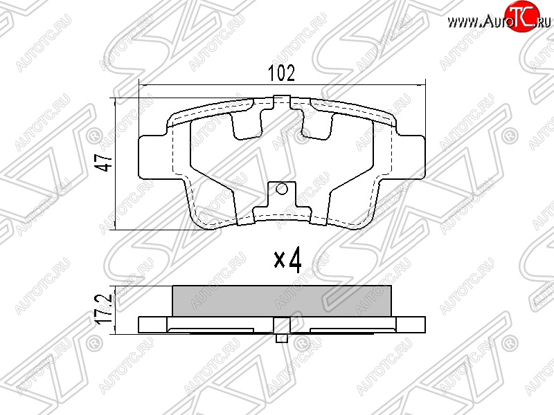 739 р. Колодки тормозные SAT (задние)  Fiat Grande Punto (2005-2024), Opel Corsa  D (2006-2014)  с доставкой в г. Владивосток