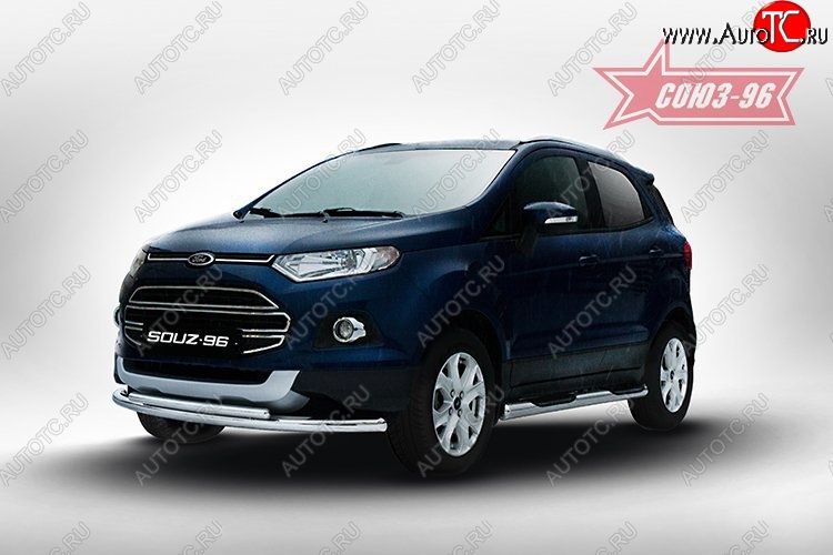 4 799 р. Защита переднего бампера двойная Souz-96 (d60/42)  Ford EcoSport (2013-2019) дорестайлинг  с доставкой в г. Владивосток