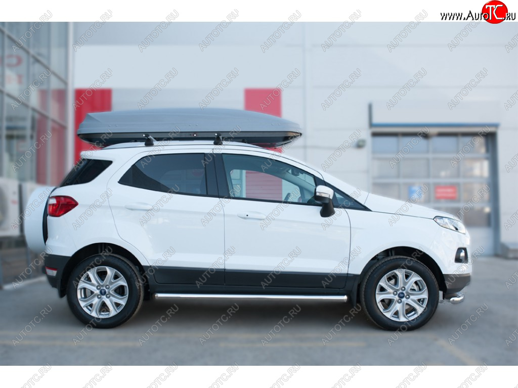 19 999 р. Защита порогов (труба D63 мм) SLITKOFF  Ford EcoSport (2013-2019) дорестайлинг (Защита порогов со срезом 45°)  с доставкой в г. Владивосток