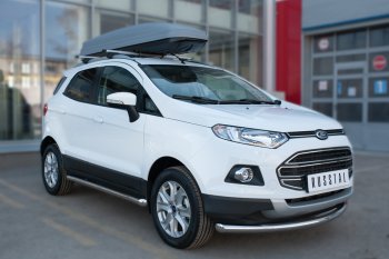 18 799 р. Защита порогов (труба D63 мм) SLITKOFF  Ford EcoSport (2013-2019) дорестайлинг (Защита порогов с заглушками на торцах (вариант 2))  с доставкой в г. Владивосток. Увеличить фотографию 3