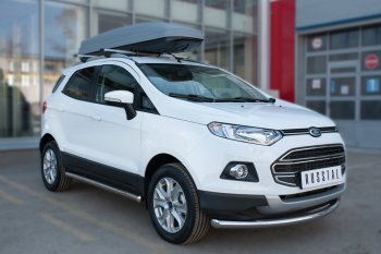 9 999 р. Защита порогов (труба D63 мм) SLITKOFF  Ford EcoSport (2013-2019) дорестайлинг (Защита порогов с закругленными торцами (вариант 3))  с доставкой в г. Владивосток. Увеличить фотографию 3