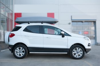 9 999 р. Защита порогов (труба D63 мм) SLITKOFF  Ford EcoSport (2013-2019) дорестайлинг (Защита порогов с закругленными торцами (вариант 3))  с доставкой в г. Владивосток. Увеличить фотографию 2