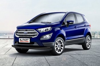 12 649 р. Защита заднего бампера Slitkoff (d57 мм)  Ford EcoSport  B515 (2017-2019) рестайлинг (Нержавейка, Полированная)  с доставкой в г. Владивосток. Увеличить фотографию 2