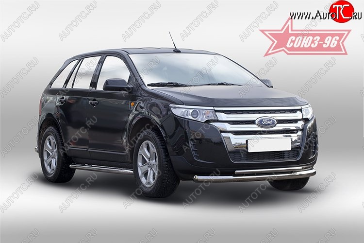 30 329 р. Защита переднего бампера двойная Souz-96 (d76/42) Ford Edge CD539 дорестайлинг (2015-2018)  с доставкой в г. Владивосток