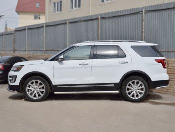 21 999 р. Защита порогов из круглой трубы d63 мм SLITKOFF v3  Ford Explorer  U502 (2015-2019) 1-ый рестайлинг, 5 дв., 2-ой рестайлинг, 5 дв.  с доставкой в г. Владивосток. Увеличить фотографию 2