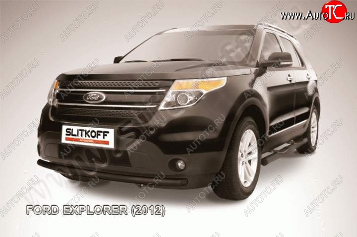 10 499 р. Защита переднего бампера d57 Slitkoff  Ford Explorer  U502 (2010-2016) дорестайлинг (Цвет: серебристый)  с доставкой в г. Владивосток