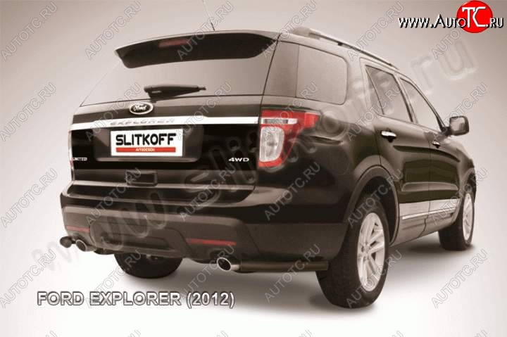 8 599 р. Защита заднего бампера из уголков d57 Slitkoff Ford Explorer U502 дорестайлинг (2010-2016) (Цвет: серебристый)  с доставкой в г. Владивосток