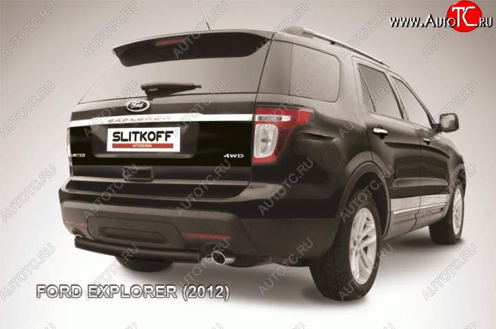 9 849 р. Защита заднего бампера d76 Slitkoff Ford Explorer U502 дорестайлинг (2010-2016) (Цвет: серебристый)  с доставкой в г. Владивосток