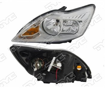 Левая фара (хром, с электрокорректором) TYC Ford Focus  2 (2007-2011) седан рестайлинг, универсал рестайлинг, хэтчбэк 3 дв. рестайлинг, хэтчбэк 5 дв. рестайлинг