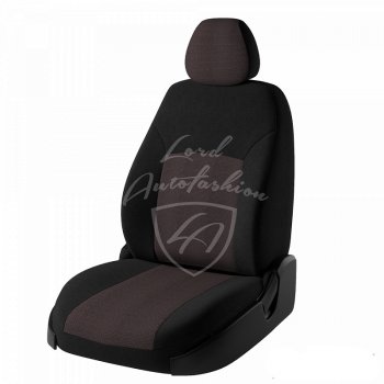 Чехлы для сидений (GhiaTitanium) Lord Autofashion Дублин (жаккард) Ford Focus 2 хэтчбэк 5 дв. дорестайлинг (2004-2008)  (Черный, вставка Ёж Красный)