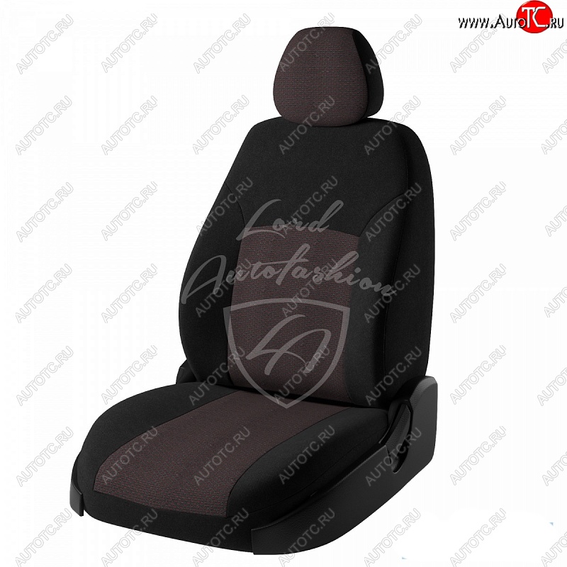 6 749 р. Чехлы для сидений (GhiaTitanium) Lord Autofashion Дублин (жаккард) Ford Focus 2 хэтчбэк 5 дв. дорестайлинг (2004-2008) (Черный, вставка Ёж Красный)  с доставкой в г. Владивосток