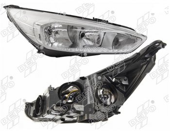 Правая фара (хром, с электрокорректором) DEPO Ford Focus  3 (2014-2019) седан рестайлинг, универсал рестайлинг, хэтчбэк рестайлинг