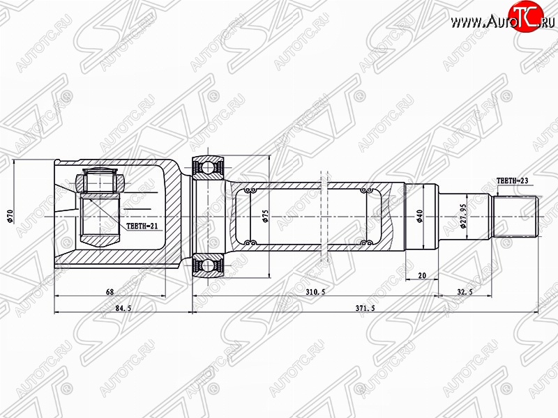 4 599 р. Шрус SAT (внутренний, 21*23*40 мм)  Ford Fusion  1 (2002-2012) хэтчбэк дорестайлинг,  рестайлинг, хэтчбэк  с доставкой в г. Владивосток