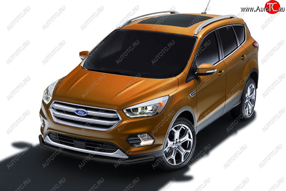 6 899 р. Защита заднего бампера Slitkoff (d57)  Ford Kuga  2 (2016-2019) рестайлинг (Сталь с полимерным покрытием. Цвет: чёрный)  с доставкой в г. Владивосток