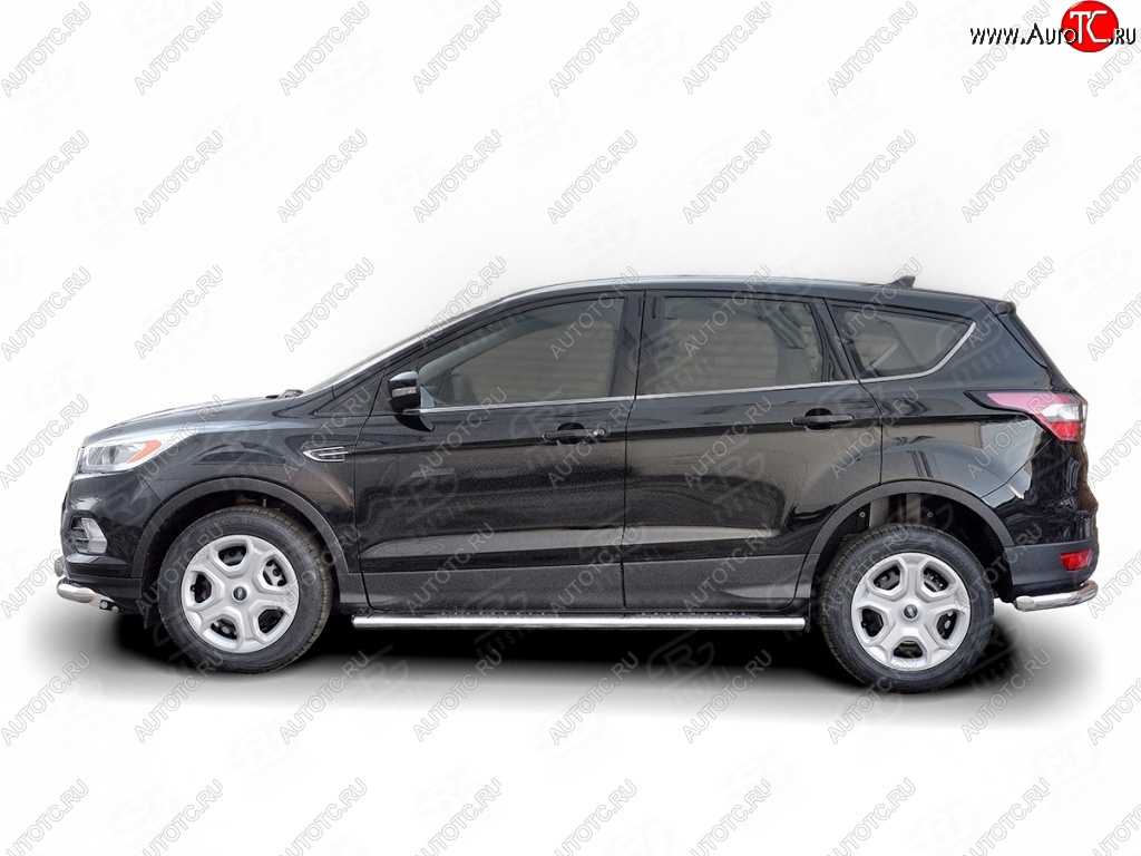 27 699 р. Порожки для ног (труба Ø120х60, овал с проступью) Russtal Ford Kuga 2 рестайлинг (2016-2019)  с доставкой в г. Владивосток