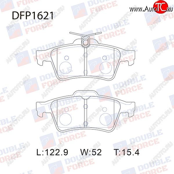 1 299 р. Комплект тормозных колодок для Double Force (122,9х52х15,4 мм) Ford Kuga 2 рестайлинг (2016-2019)  с доставкой в г. Владивосток