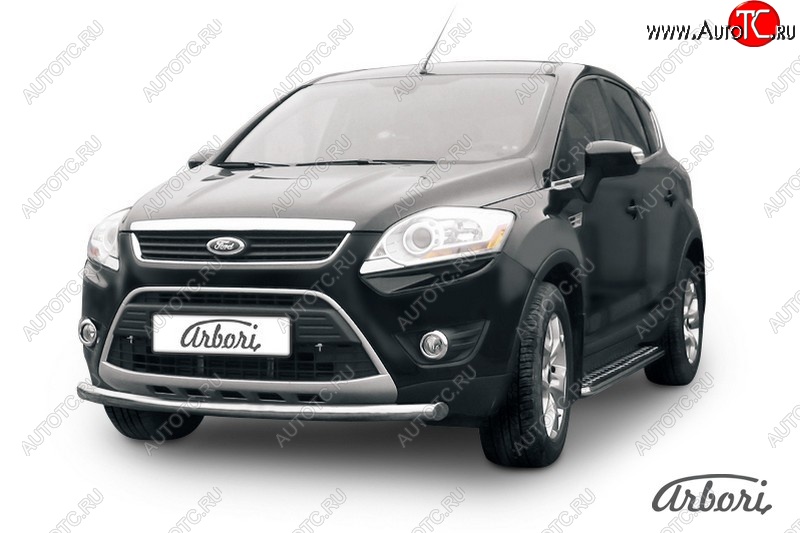 9 899 р. Защита переднего бампера Arbori (нержавейка, 1 труба d57mm) Ford Kuga 1 (2008-2013)  с доставкой в г. Владивосток