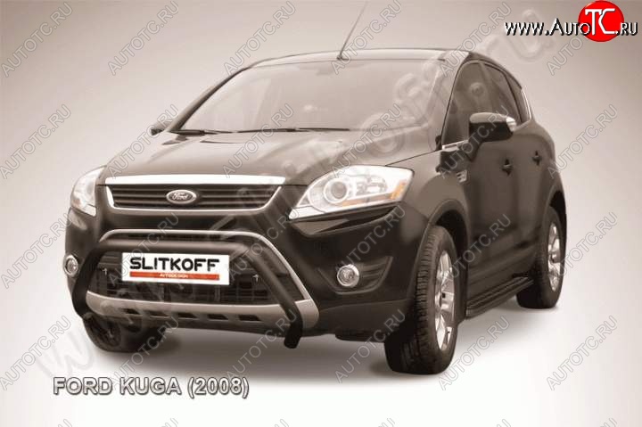 17 549 р. Кенгурятник d57 Slitkoff (низкий) Ford Kuga 1 (2008-2013) (Цвет: серебристый)  с доставкой в г. Владивосток