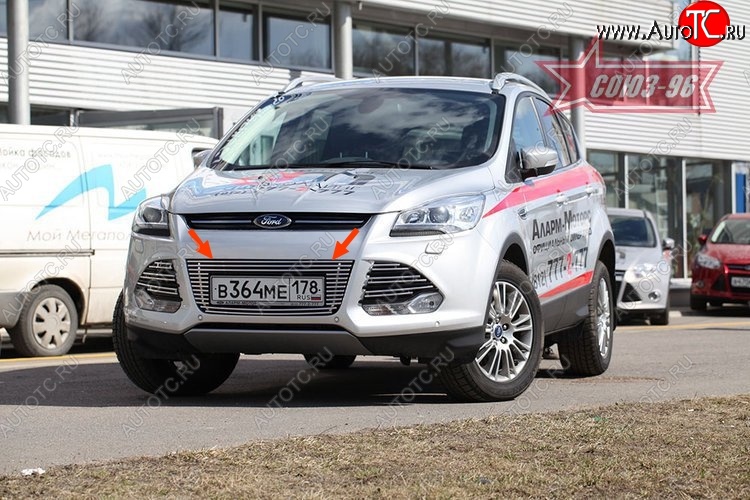 6 209 р. Декоративный элемент воздухозаборника Souz-96 (d10) Ford Kuga 2 дорестайлинг (2013-2016)  с доставкой в г. Владивосток