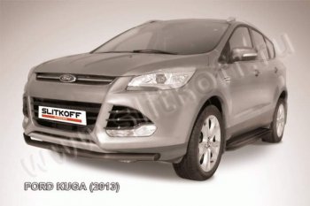 6 899 р. Защита переднего бампера Slitkoff (труба d57)  Ford Kuga  2 (2013-2016) дорестайлинг (Цвет: серебристый)  с доставкой в г. Владивосток. Увеличить фотографию 1