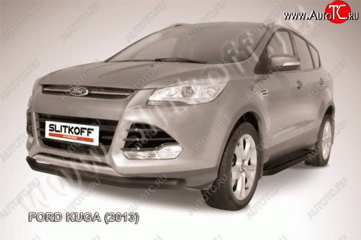 9 449 р. Защита переднего бампера Slitkoff (труба d76)  Ford Kuga  2 (2013-2016) дорестайлинг (Цвет: серебристый)  с доставкой в г. Владивосток