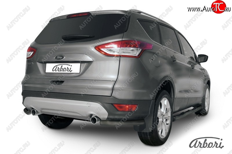 5 399 р. Защита заднего бампера Arbori (уголки, черная, 1 труба d57 mm). Ford Kuga 2 дорестайлинг (2013-2016)  с доставкой в г. Владивосток