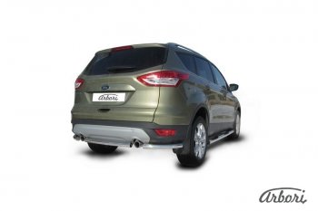 6 389 р. Защита заднего бампера Arbori (нержавейка, 1 труба d57 mm). Ford Kuga 2 дорестайлинг (2013-2016)  с доставкой в г. Владивосток. Увеличить фотографию 2