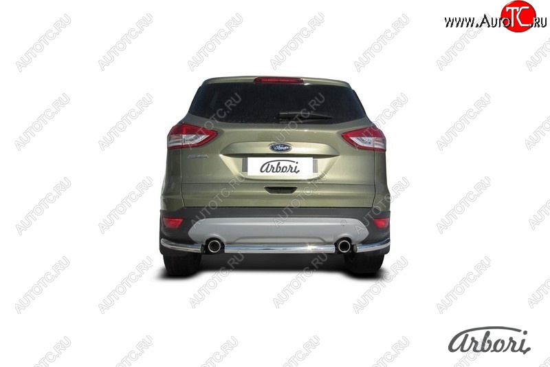 6 389 р. Защита заднего бампера Arbori (нержавейка, 1 труба d57 mm). Ford Kuga 2 дорестайлинг (2013-2016)  с доставкой в г. Владивосток