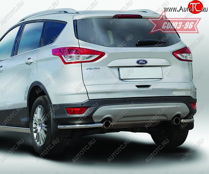 7 604 р. Защита заднего бампера из боковых уголков Souz-96 (d42) Ford Kuga 2 дорестайлинг (2013-2016)  с доставкой в г. Владивосток